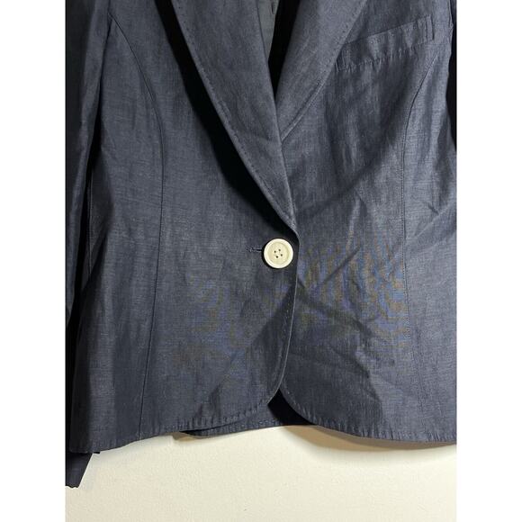 Lafayette 148 EUC Navy Blue Linen/Virgin Wool Single Button Blazer Jacket Size 6 - Picture 4 of 8